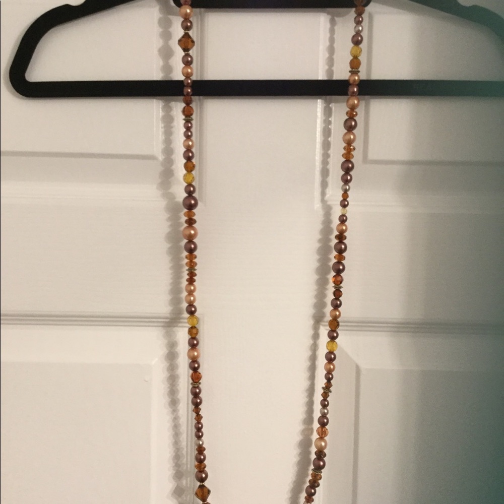 Long 24” Multi-Brown earth tone colored necklace